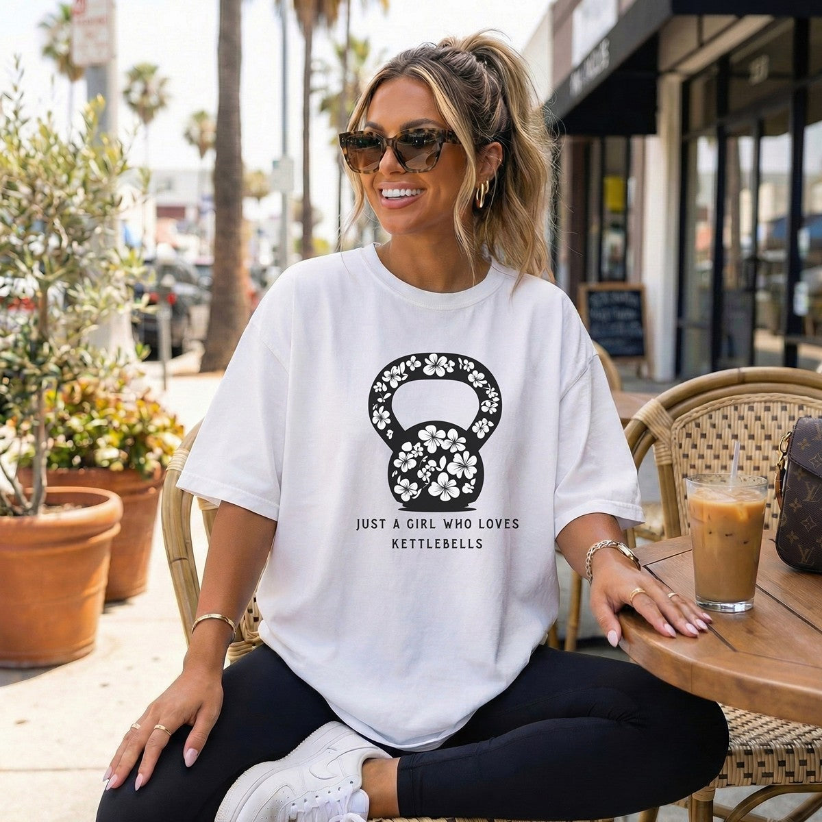Just a Girl Who Loves Kettlebells Premium Cotton T-Shirt