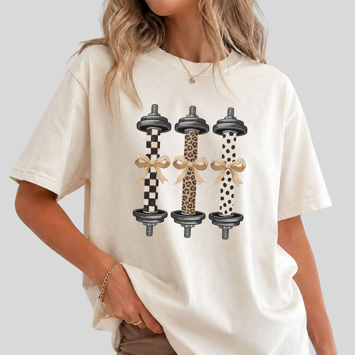 Dumbbells Trio Pattern Premium Tee